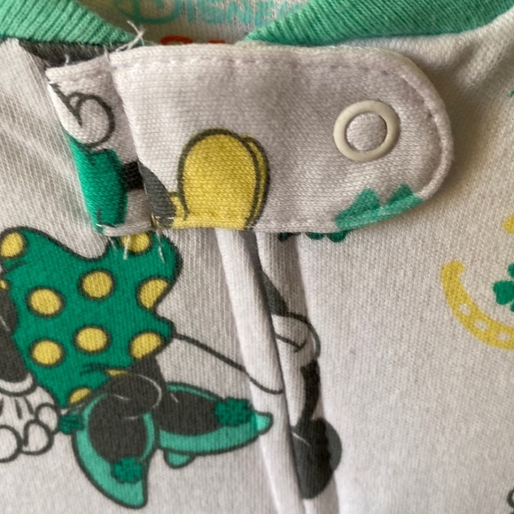 Disney Baby Minnie & Mickey St. Patrick’s Day Sleeper Size 0-3 Months NEW - Picture 3 of 4